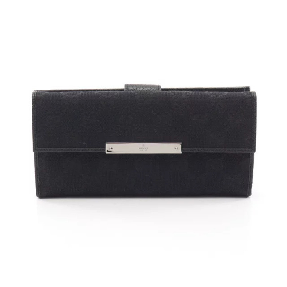 Gucci GG Canvas Bi fold Wallet Leather Black